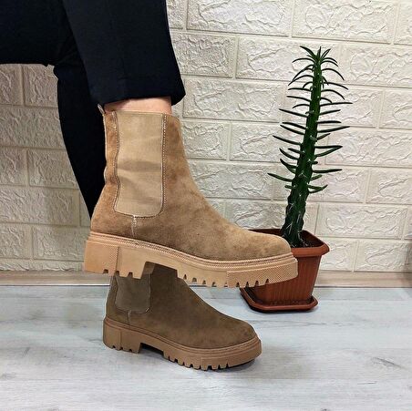 M.P 2744 Vizon Süet İçi Polar Tüylü Bilekten Lastikli Kadın Bot