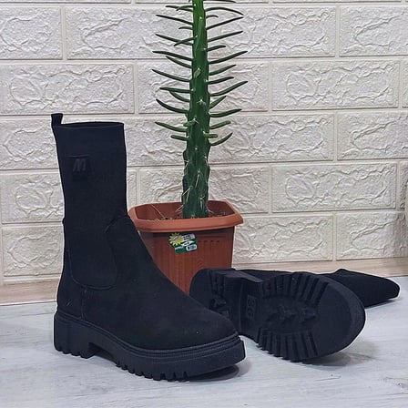 M.P 2746 Siyah Süet Bilekten Lastikli 27cm Kadın Bot