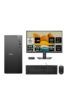Tower ECT1250 i5 14400 48GB 4TB SSD RX550/4GB FDOS Masaüstü Bilgisayar + 27" Monitör