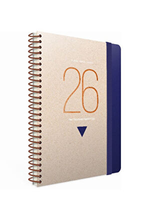 2026 409-FWK FLOW Plastik Spiralli Sert Kapak 17x24 Günlük Krem Ajanda