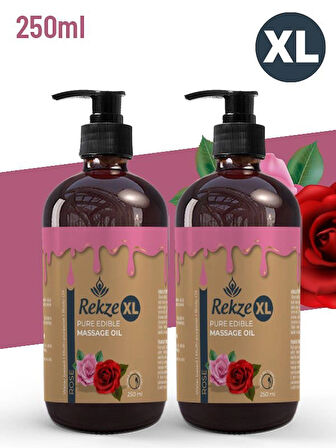 Rekze 2’li Gül Aromalı Masaj Yağı 250 ml – Afrodizyak Etkili, Aromaterapi Uyumlu, Doğal İçerikli Büyük Boy Vücut Yağı