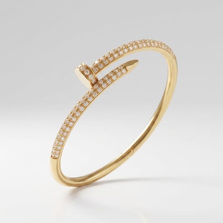 Zirkon Taşlı Çivi Kelepçe Bilezik - 316L Paslanmaz Çelik Gold Kadın Bileklik