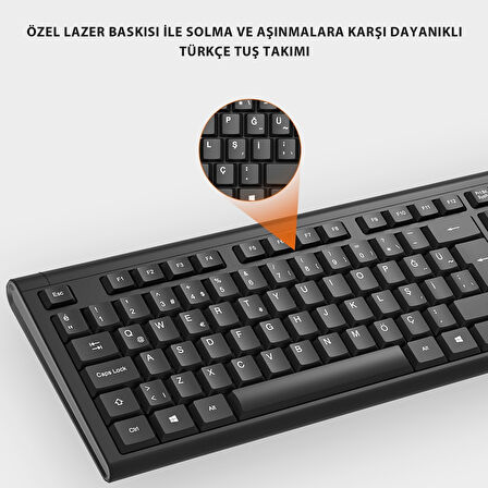 Lecoo KW200 Kablosuz Türkçe Q Klavye & Mouse Set