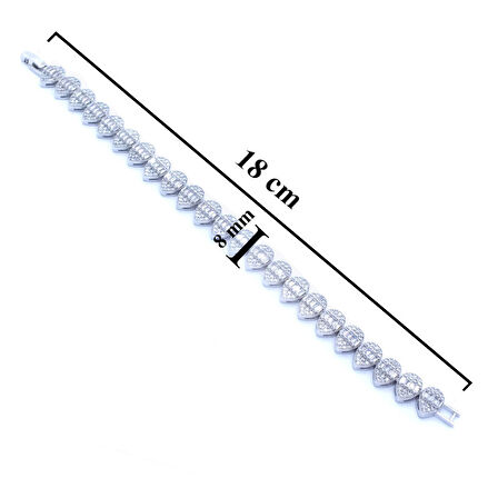 BZ 316l Çelik Zirkon Taşlı Damla Model Su Yolu Kadın Bileklik BLK-809