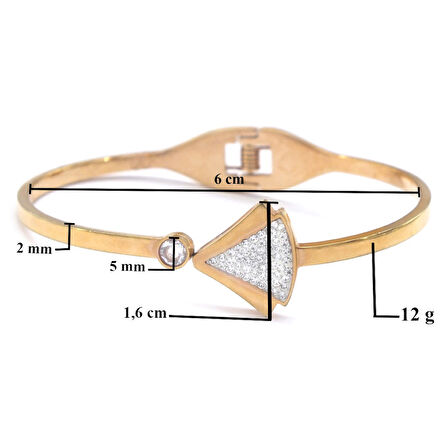 BZ 316l Çelik Rose Üçgen Zirkon Taşlı Spor Kelepçe BLZ-472