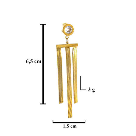 BZ Altın Kaplam İtalyan Model Zirkon Taşlı Küpe UNK-609