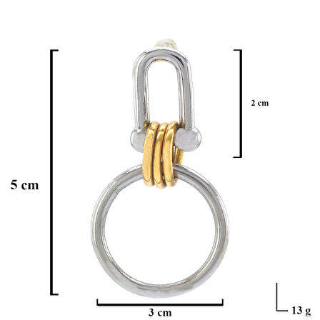 BZ 316L Çelik Çift Renk Halkalı Küpe UNK-571