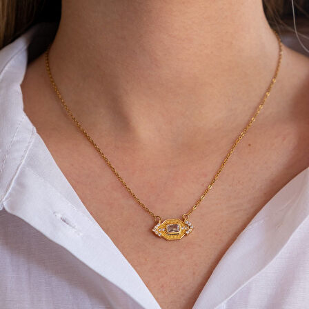 Çelik Kolye Işıltılı Göz Model - K-130