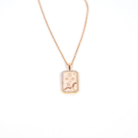 Çelik Kolye Yengeç Burcu Mor Taşlı Tarot Model – K-101