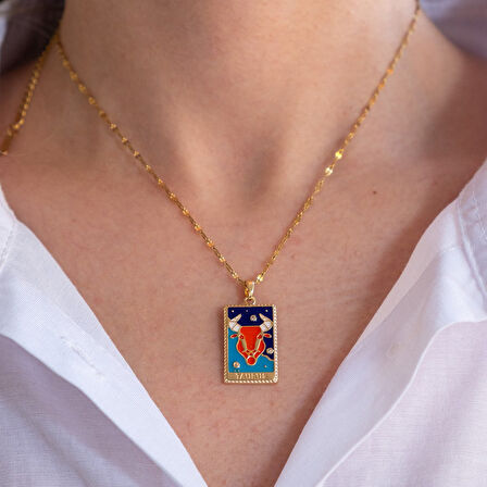 Çelik Kolye Koç Burcu Renkli Tarot Model – K-137