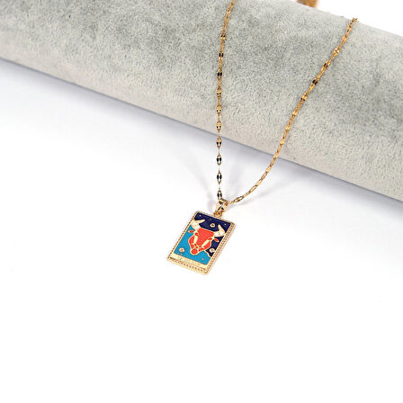 Çelik Kolye Koç Burcu Renkli Tarot Model – K-137