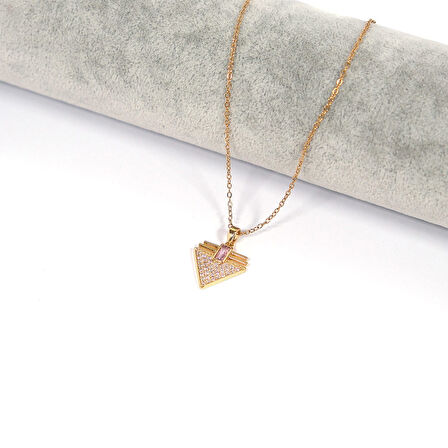 Çelik Kolye – Işıltılı Piramit Model K-127