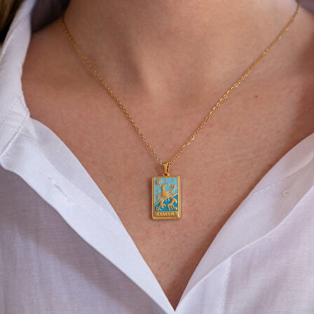 Çelik Kolye Akrep Burcu Renkli Tarot Model - K-138