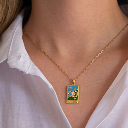 Çelik Kolye – Koç Burcu Renkli Tarot Model K-141