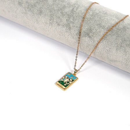 Çelik Kolye – Koç Burcu Renkli Tarot Model K-141