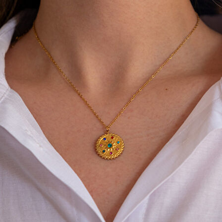 Çelik Kolye Zodyak Burçlar Çemberi Model - K-123