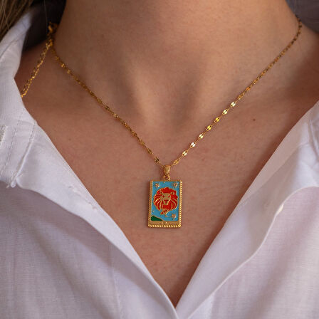 Çelik Kolye Aslan Burcu Kolyesi - K-136