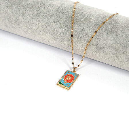 Çelik Kolye Aslan Burcu Kolyesi - K-136