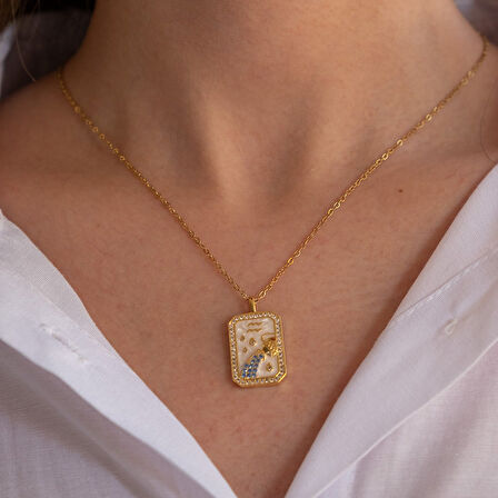 Çelik Kolye Kova Burcu Kolyesi - K-113