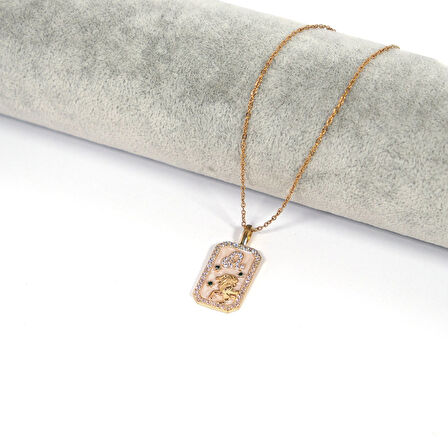 Çelik Kolye Aslan Burcu Kolyesi - K-116