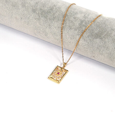 Çelik Kolye Tarot The Wheel Model - K-118