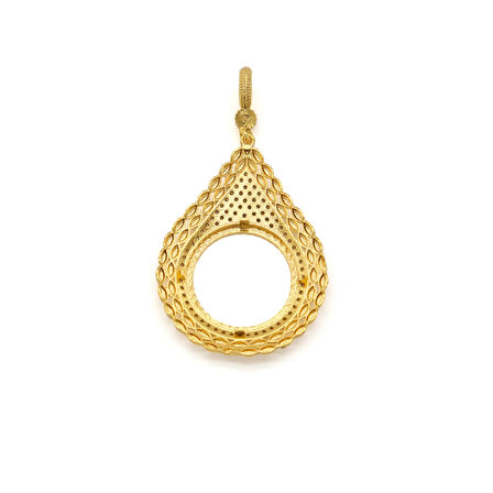 Yarım Altın Çerçeveli Kolye Ucu Altın Kaplama İşlemeli TGR-711