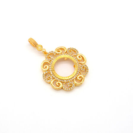 Çeyrek Altın Çerçeveli Kolye Ucu Altın Kaplama TGR-684