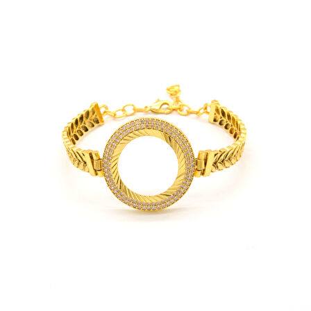 Yarım Altın Çerçeve Bileklik Çelik Altın Kaplama Arpa Model-BLZ-622