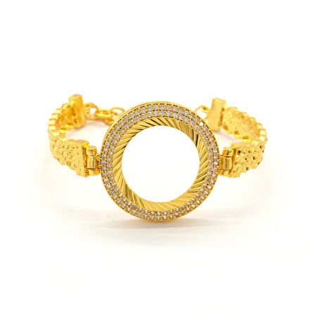 Yarım Altın Çerçeve Bileklik Çelik Altın Kaplama BLZ-621