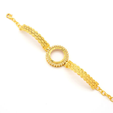 Çeyrek Altın Çerçeve Bileklik Çelik Altın Kaplama BLZ-643