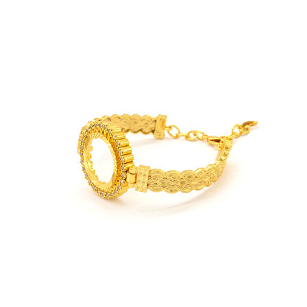 Çeyrek Altın Çerçeve Bileklik Çelik Altın Kaplama BLZ-643