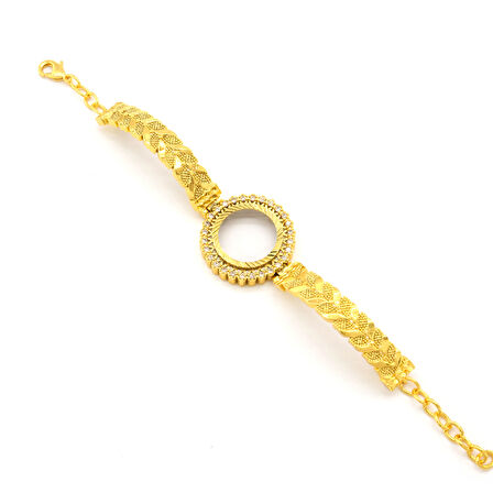 Çeyrek Altın Çerçeve Bileklik Çelik Altın Kaplama BLZ-641