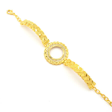 Çeyrek Altın Çerçeve Bileklik Çelik Altın Kaplama BLZ-634