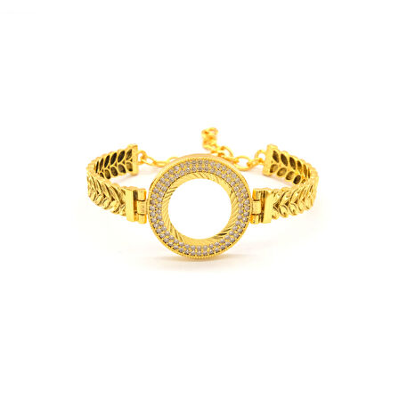 Çeyrek Altın Çerçeve Bileklik Çelik Altın Kaplama Arpa Model-BLZ-631