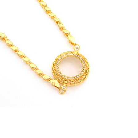 Yarım Altın Çerçeve Bileklik Çelik Altın Kaplama İşlemeli Arpa Model BLK-1089