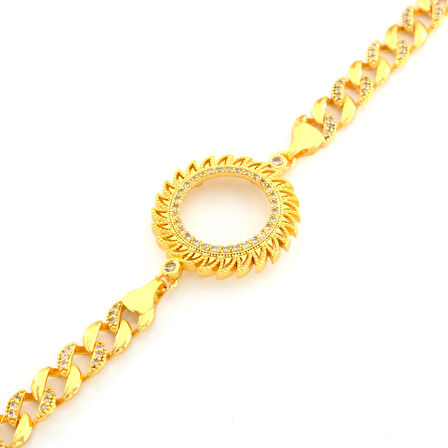 Yarım Altın Çerçeve Bileklik Çelik Altın Kaplama Figaro Güneş Model BLK-1120