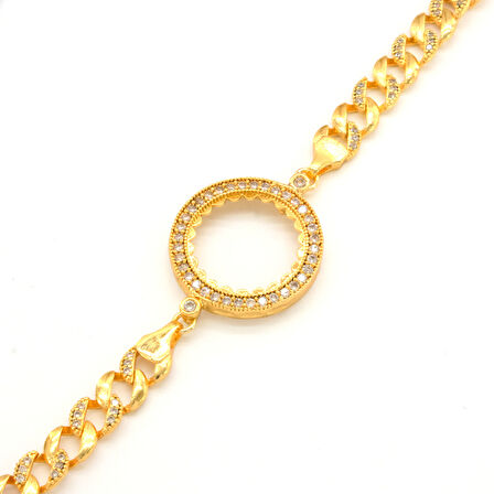 Yarım Altın Çerçeve Bileklik Çelik Altın Kaplama Figaro Model BLK-1068