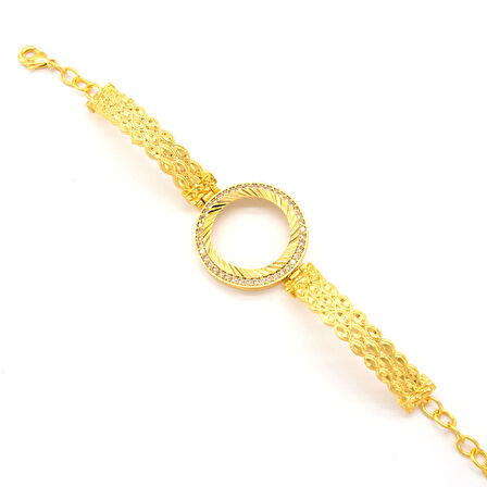 Çeyrek Altın Çerçeve Bileklik Çelik Altın Kaplama BLZ-647