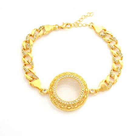 Yarım Altın Çerçeve Bileklik Çelik Altın Kaplama İşlemeli Figaro Model BLK-1107