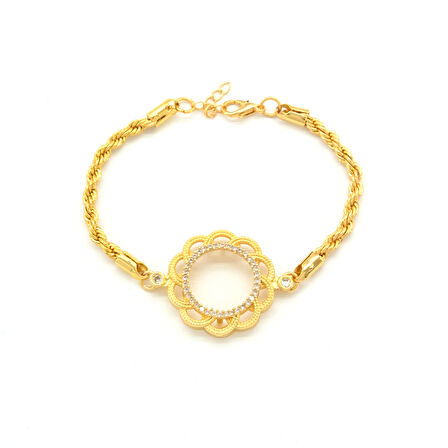 Çeyrek Altın Çerçeve Bileklik Çelik Altın Kaplama Çiçek Burgu Model BLK-1110