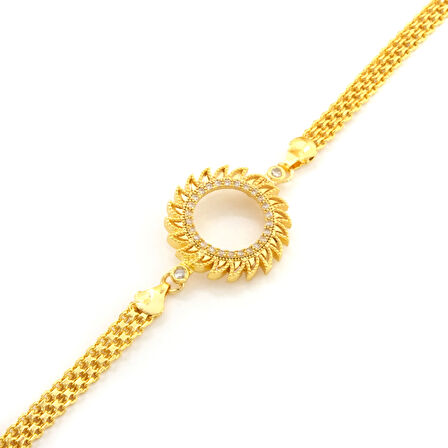 Çeyrek Altın Çerçeve Bileklik Çelik Altın Kaplama Güneş Model BLK-1084