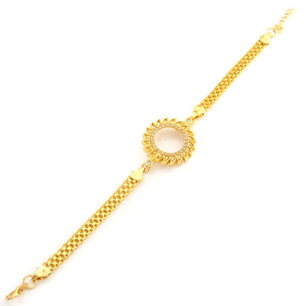 Çeyrek Altın Çerçeve Bileklik Çelik Altın Kaplama Güneş Model BLK-1084