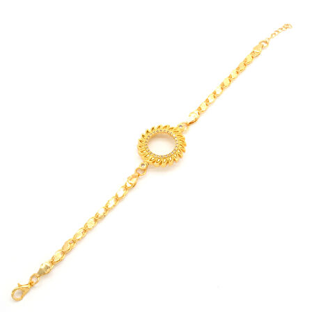 Çeyrek Altın Çerçeve Bileklik Çelik Altın Kaplama Güneş Model BLK-1118