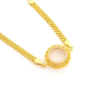 Çeyrek Altın Çerçeve Bileklik Çelik Altın Kaplama İşlemeli BLK-1096