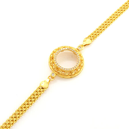 Çeyrek Altın Çerçeve Bileklik Çelik Altın Kaplama İşlemeli BLK-1096