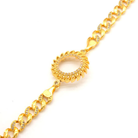 Çeyrek Altın Çerçeve Bileklik Çelik Altın Kaplama Figaro Güneş Model BLK-1097