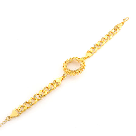 Çeyrek Altın Çerçeve Bileklik Çelik Altın Kaplama Figaro Güneş Model BLK-1097