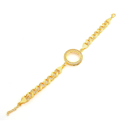 Çeyrek Altın Çerçeve Bileklik Çelik Altın Kaplama Figaro Model BLK-1069