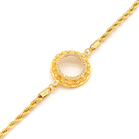 Çeyrek Altın Çerçeve Bileklik Çelik Altın Kaplama İşlemeli Burgu Model BLK-1075