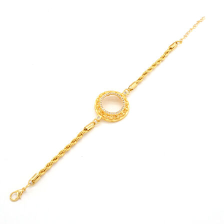 Çeyrek Altın Çerçeve Bileklik Çelik Altın Kaplama İşlemeli Burgu Model BLK-1075